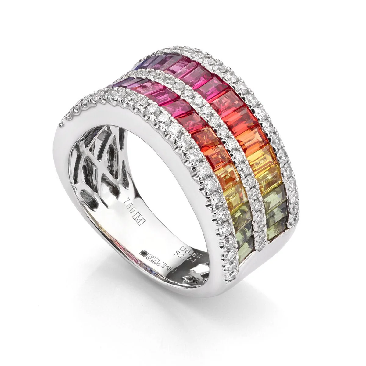 Rainbow Sapphire and Diamond Ring - Image 3