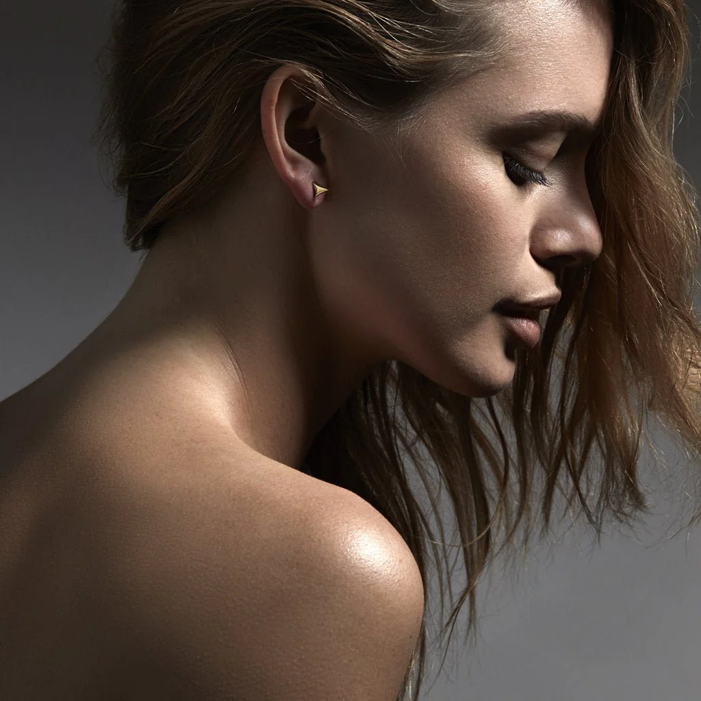 Yellow Gold Vermeil Rose Thorn Stud Earrings - Image 3